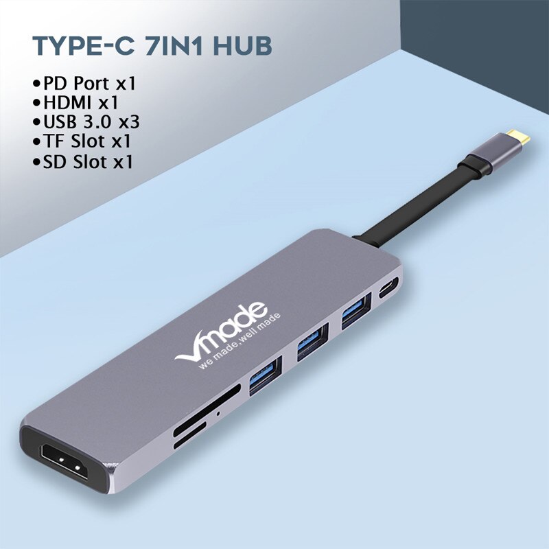 Vmade USB C HUB USB-C naar HDMI USB 3.0 SD/TF Kaartlezer hubs USBC Splitter Voor MacBook Pro huawei Mate 20 Pro Type C USB HUB: Default Title