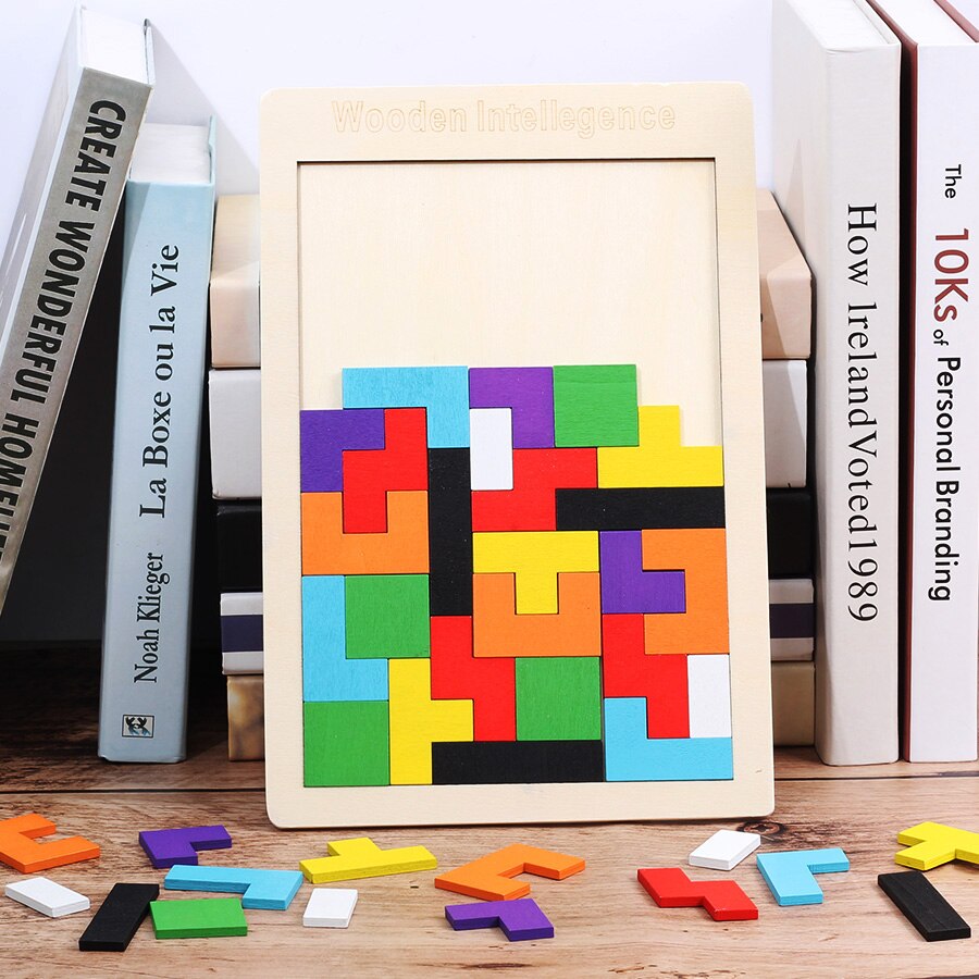 Houten Tangram Brain Teaser Puzzel Speelgoed Tetris Spel Voorschoolse Magination Intellectuele Educatief Kid Jigsaw Toy