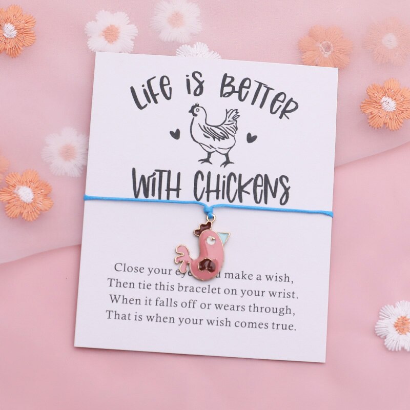 Kip Wish Armband Grappige Kip String Animal Vriendschap Armband Kip Sieraden Vrouwen Mannen Beste Vriend Interessante