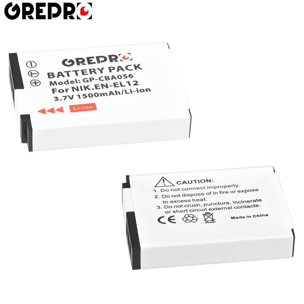 EN-EL12 ENEL12 EL12 batería + cargador USB con LCD para Nikon COOLPIX S630 S610 S640 S1000 S1200pj S31 S6000 S6100 AW120s P340: 2Battery