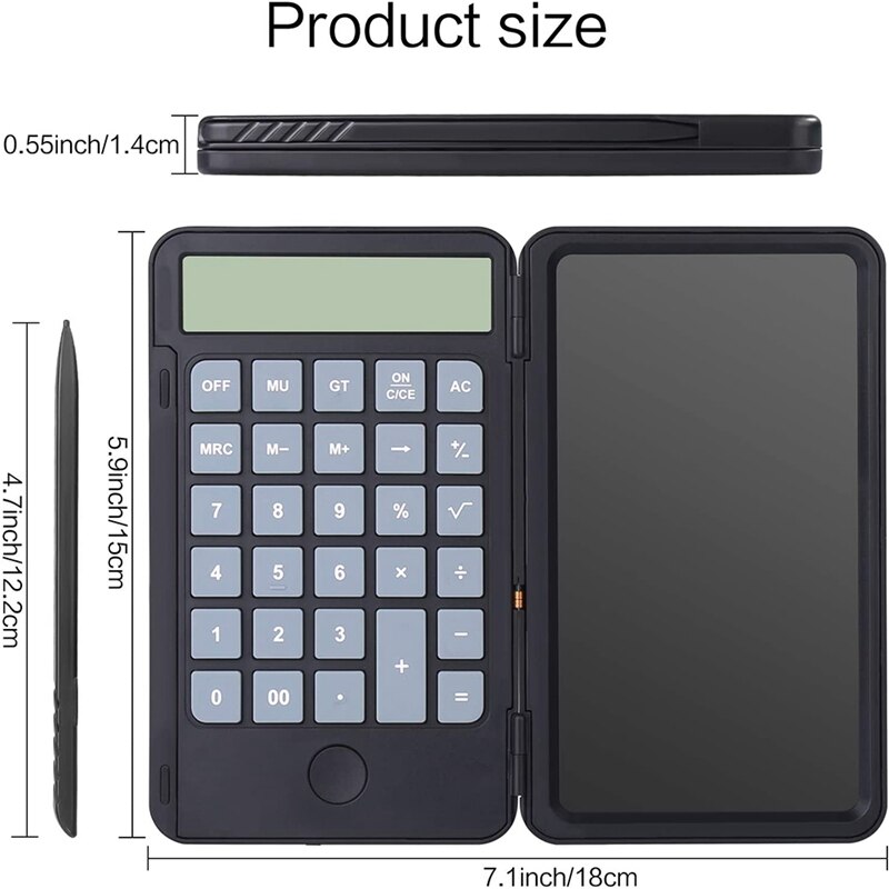 Calculator Writing Tablet,12 Digit Large Function Desktop Calculators with 6.5 Inch LCD Writing Board for Students