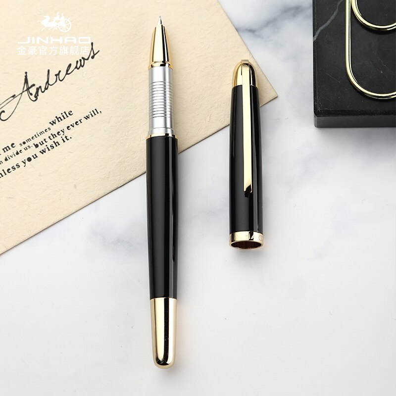 JINHAO 606 Financial Tip Fountain Pen 0.38mm Shine Platinum Steel School Office Business Writing Ink Pens Stationery: Black