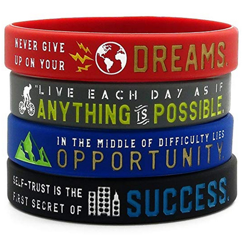 1pc Inspirational Bracelets with Motivational Sayings -Anything is Possible, Success, Dreams, Opportunity silicone wristband