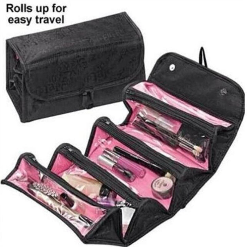 Grande capacidade roll-n-go saco cosmético para as mulheres armazenamento de viagem impermeável pvc compõem saco beleza higiene pessoal organizador caso kit