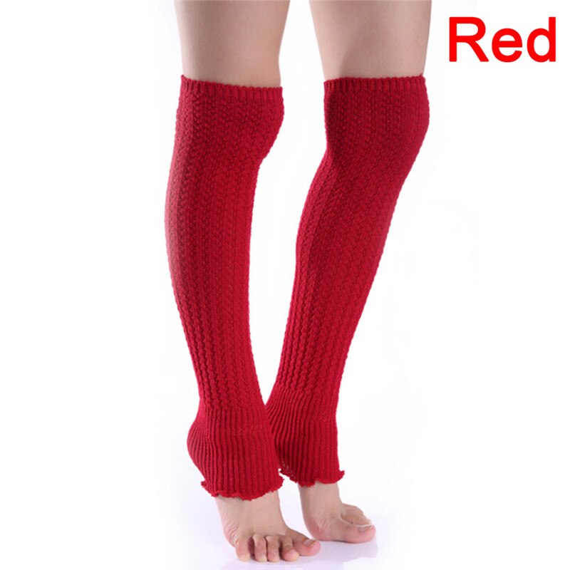 Jambières d'hiver longues pour femmes et filles, tricot, Leggings, bas, chaussettes: Red