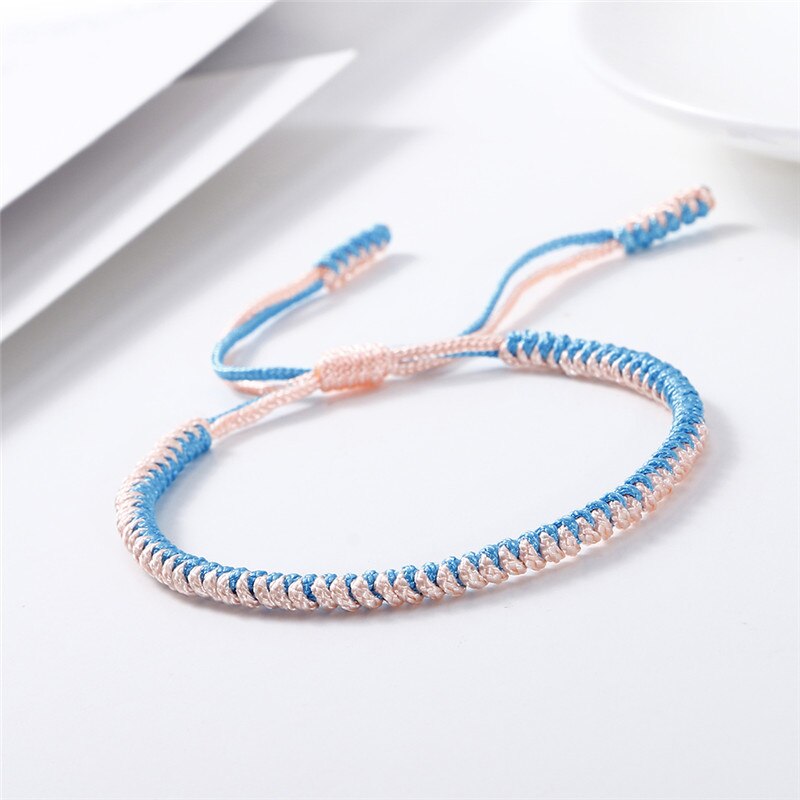 Original Multi couleur Bracelet tibétain bouddhiste chanceux à la main noeuds corde réglable Bracelets porte-bonheur & Bracelet pour femmes hommes bijoux