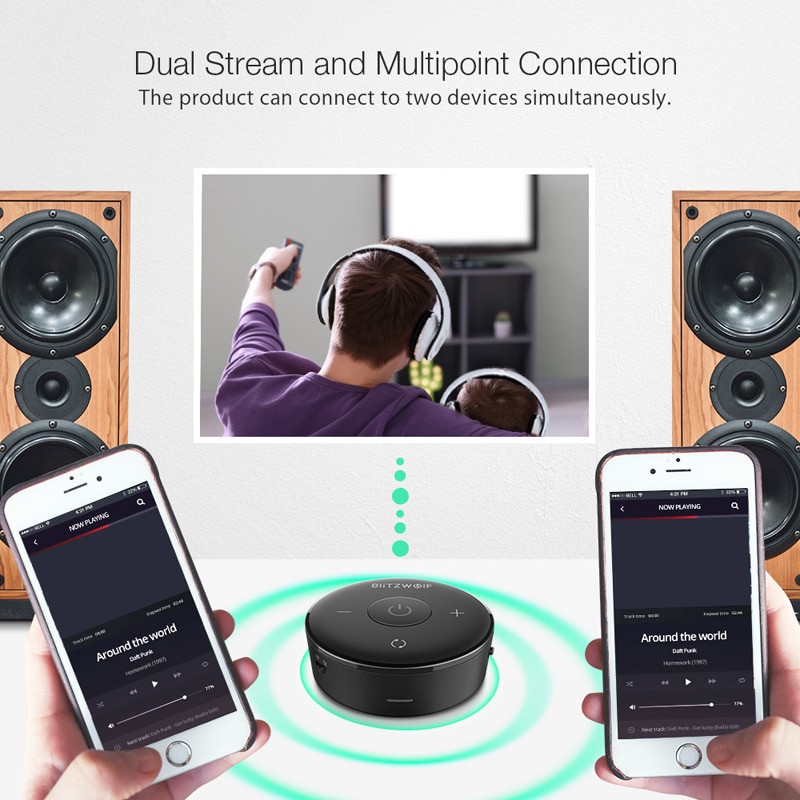 Blitzwolf BW-BR3 bluetooth 4.1 Audio Receiver Transmitter bluetooth Adapter for Headphones TV PC Speakers Wireless Audio