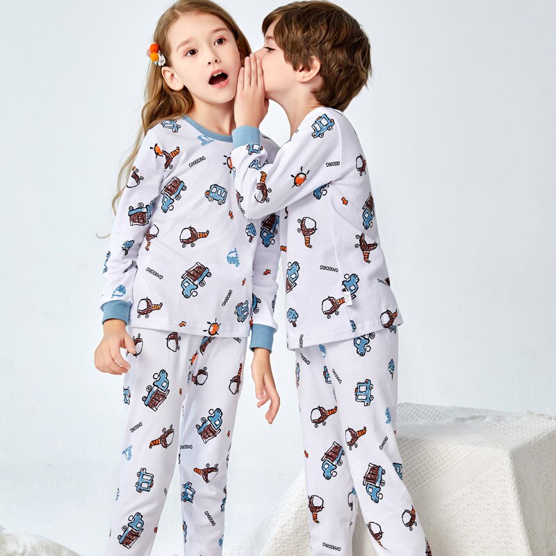 Cartoon Children Long Sleeve Pajamas Boy Girl Spring Autumn Sleepwear Baby Nightwear Suit Child Clothes Kids Lovely Pyjamas Set: 100cm