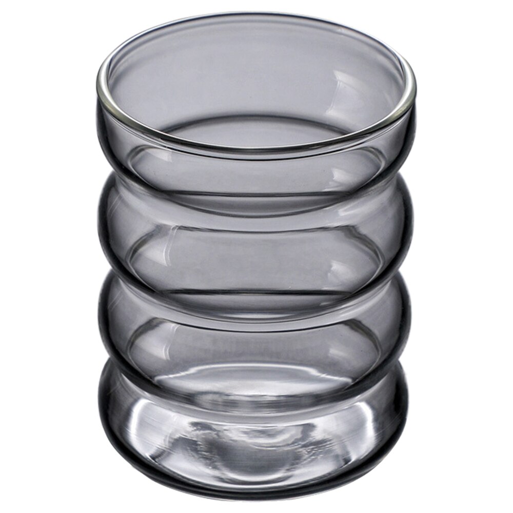 Round Corrugated Coffee Mug Ripple Glass Cup Beer Tea Mug Drinkware Tea Milk Lemon Juice Drinking Heat Resistant Cup: W