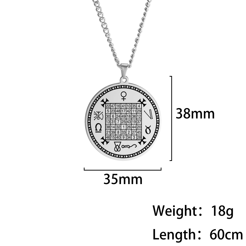 LIKGREAT-collar de Saturno, Júpiter, Solomon, Cuadrado mágico talismán de acero inoxidable, colgantes ocultos, joyería, de Navidad: 14
