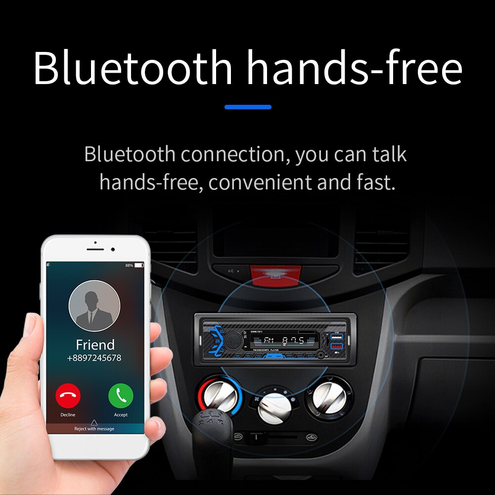 SWM-7811 Car Stereo Bluetooth-compatible AUX-in FM Radio Digital Media Receiver Single 1 DIN In Dash Head Unit Support Voice Con