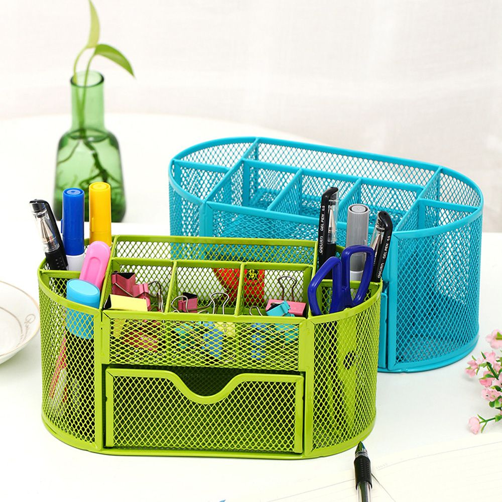 1pc skrivesaker i metall kosmetikk børste oppbevaring kontor skrivebord sett organisator blyantbeholder etui rekvisita papeleria hul