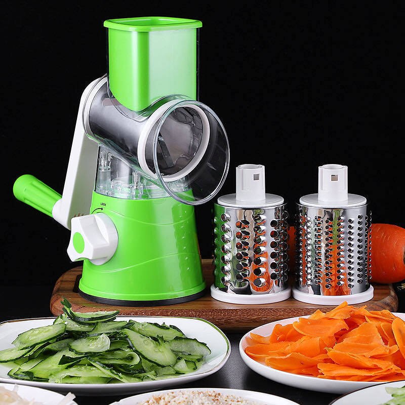 Multislicer 3 In 1 Kitchen Gadgets Manual Vegetable Cutter Slicer Kitchen Kitchen Accessories Vegetable Chopper: Green