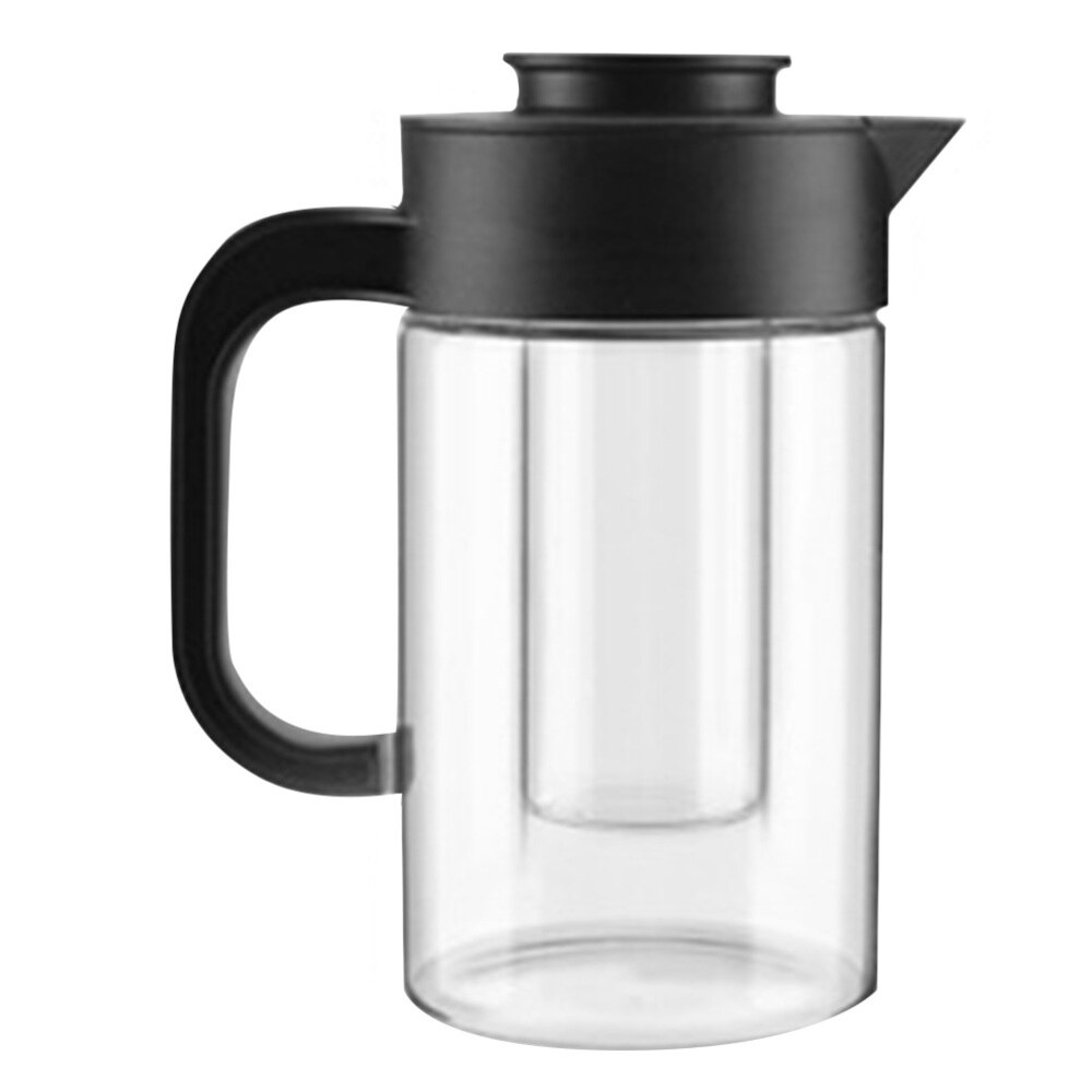 Large Water Jug Glass Water Pitcher Tea Kettle Handle Tea Pot Glass Water Jug: Black