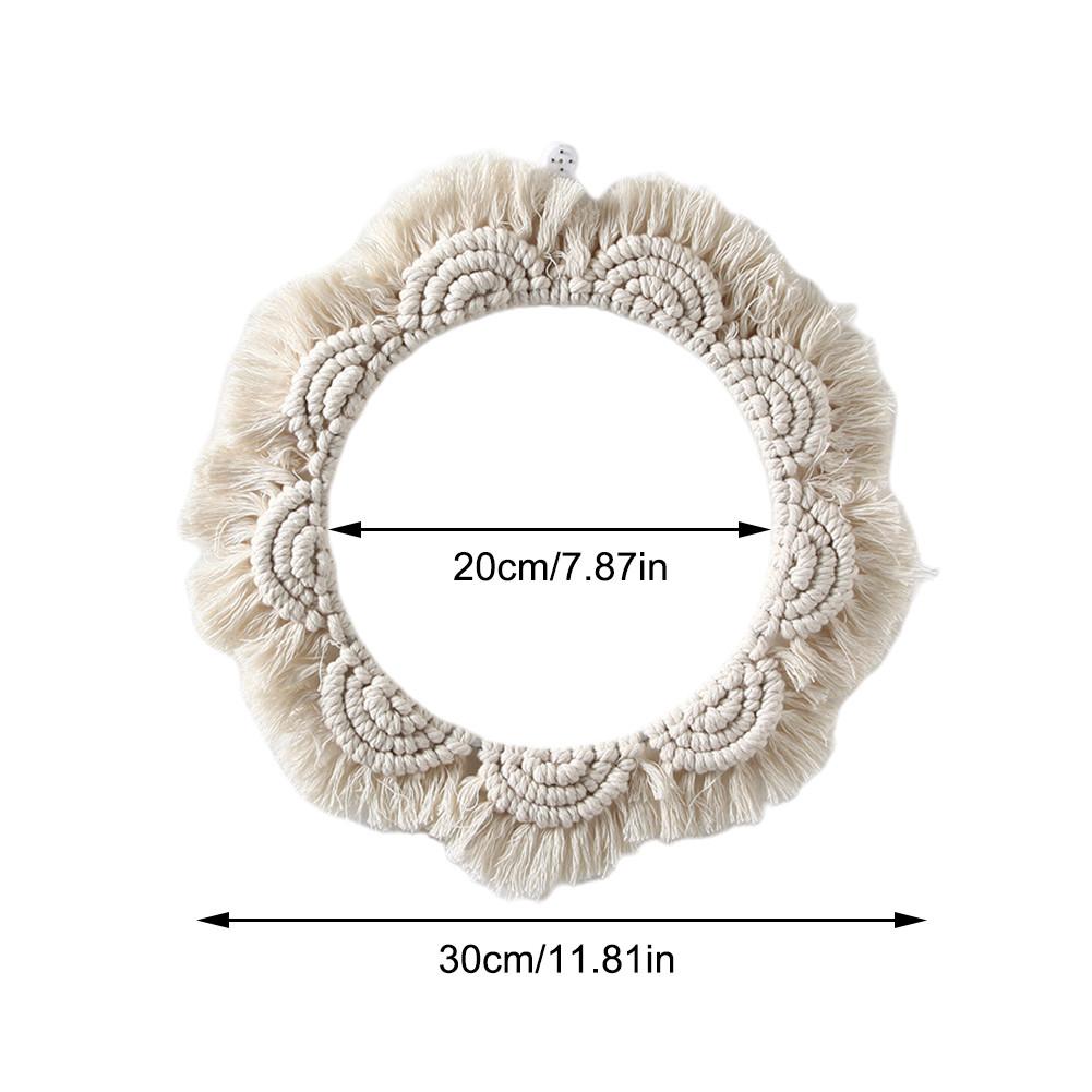 SOMYTING Hangende Wandspiegel Boho Spiegel Kunst Decoratie Macramé Fringen Decoratie Ronde Spiegel Kunst Ornament Spiegel Voor Muur Decoratie Thuis Slaapkamer Woonkamer Kamer Bohemian Kamer Decor