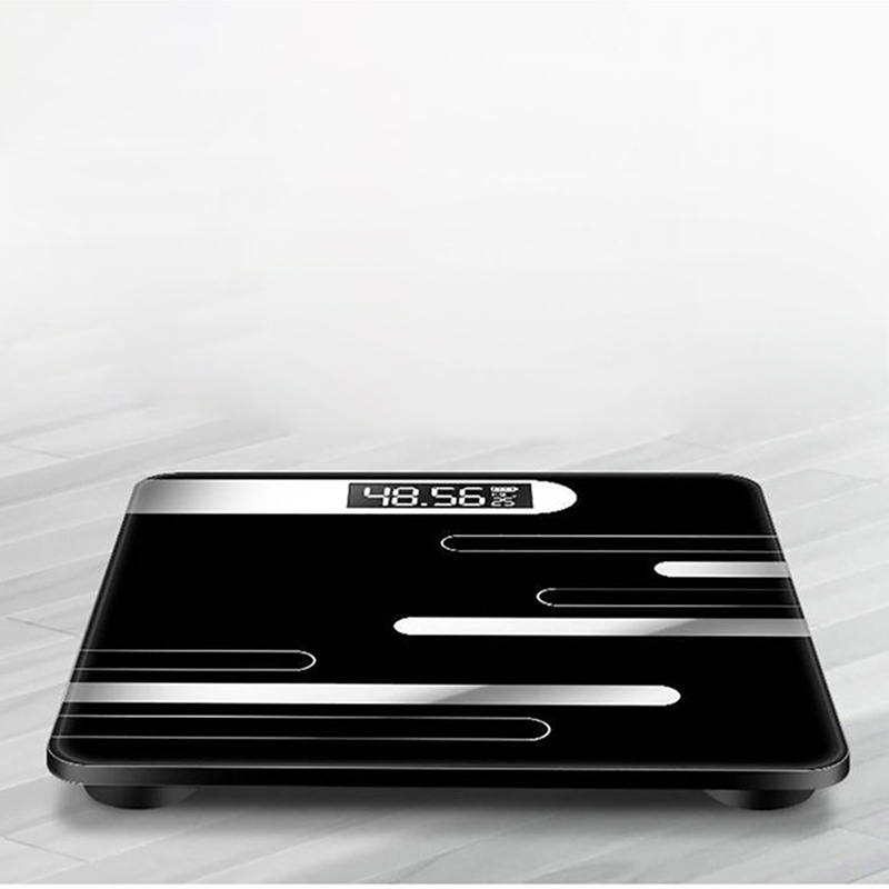 Balance de poids électronique en verre, salle de bain, affichage LCD intelligent, corps humain, pesage numérique, grand affichage, affiche la température météo