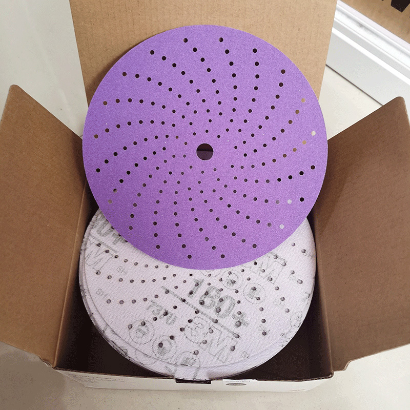 3M 6 Inch 150mm Purple Porous Dry Sandpaper Cleaning Sand Disc Round Flocking Self-adhesive Car Paint Sanding Putty