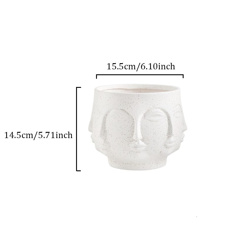 Eight-faced Human Face Ceramic Vase Figure Sculpture Crafts Desktop Flower Arrangement Container Head Portrait Home Decoration