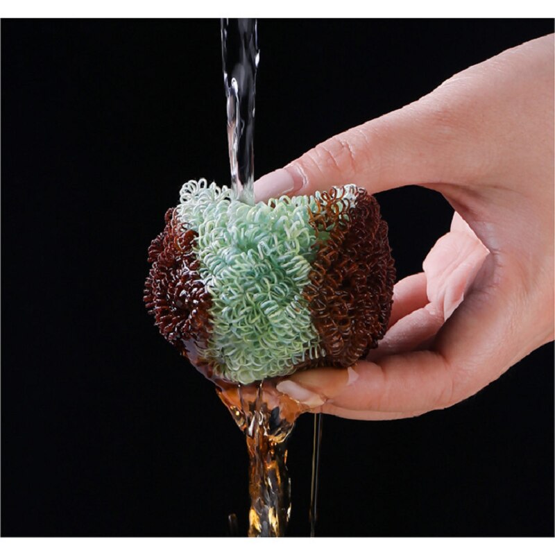 Nano Fiber Clean Ball Scouring Cloth Home for Kitchen with Handle Decontamination Cleaning Brush Pot Dish Brush Tools