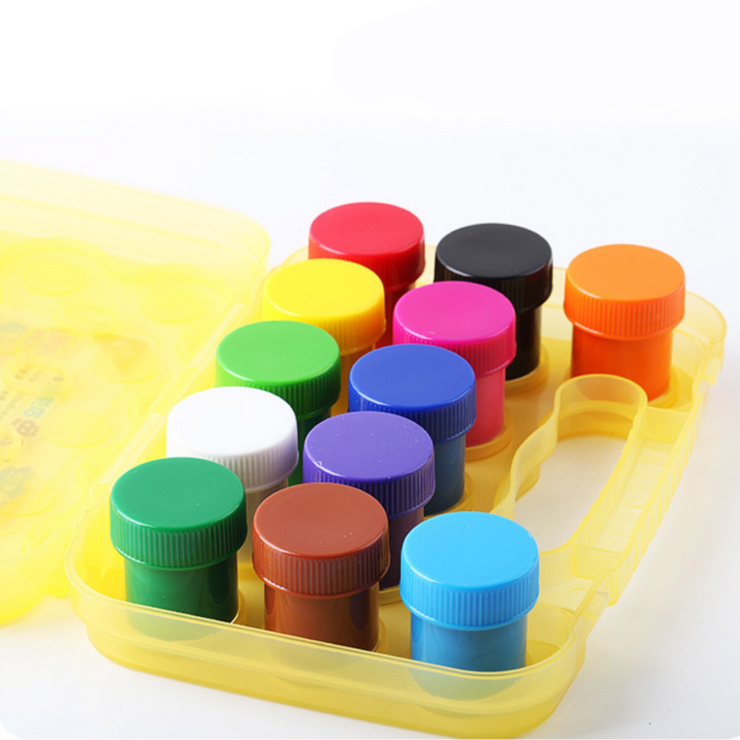 Washable Finger Paint Set with 12 Bright Colors Paint and 6 Brushes for Children Kids Toddlers DIY Crafts Painting