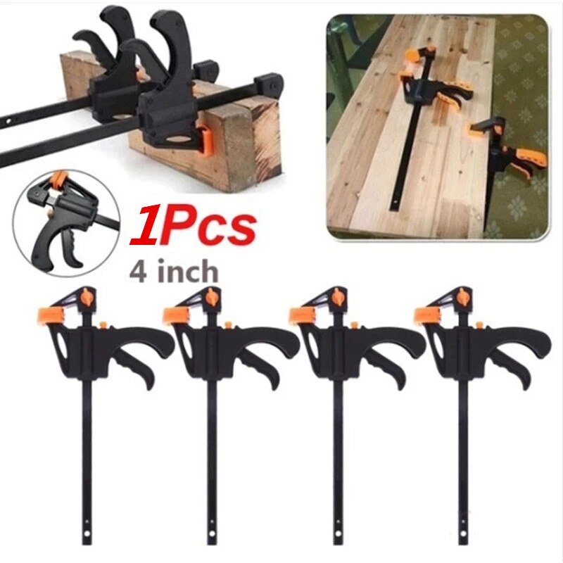 4 inch 1pcs Woodworking Bar F Clamp Clip Hard Grip Quick Ratchet Release Speed Squeeze DIY Carpentry Hand Vise Tool Gadget Tools