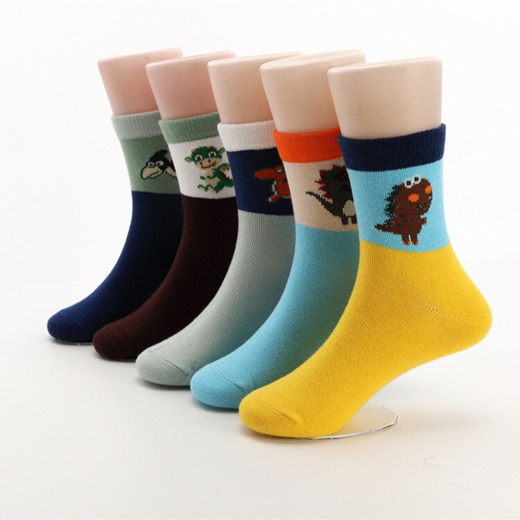 5pairs/lot Spring Baby Socks 3-12 Years Cartoon Socks Baby Cotton Socks Children Cotton Socks