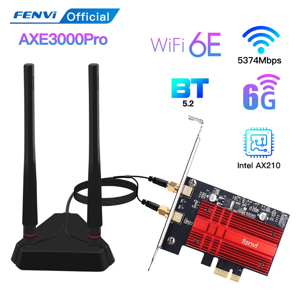 Tri Band 2.4G/5G/6Ghz Wi-Fi 6E Intel AX210 Wireless PCIE Network Card Adapter 802.11AX For Bluetooth 5.2 WiFi Card windows 10 PC