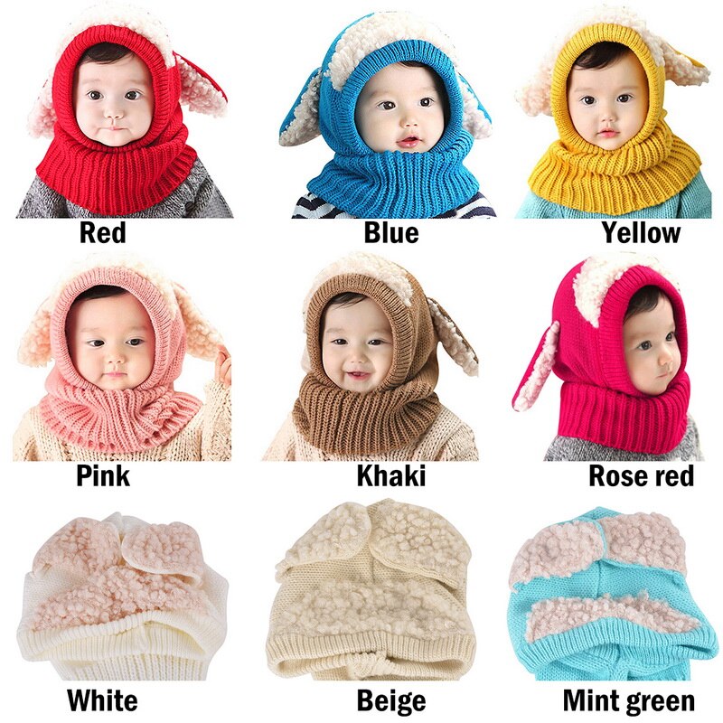 Winter Kid Kleuren Hoeden Meisjes Jongens Kinderen Warm Caps Sjaal Set Baby Meisjes Bonnet Enfant Cartton Leuke Kaki Roze Hoed