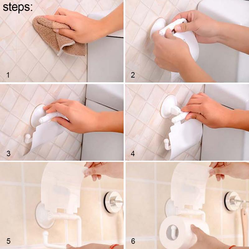1 stk vægmonteret sugekop toiletpapirholder rullepapir stå opbevaringsdispensere med låg badeværelse tilbehør