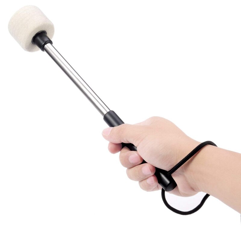 2Pcs Bass Drum Mallet Felt Head Percussion Mallets Timpani Sticks with Stainless Steel Handle,White