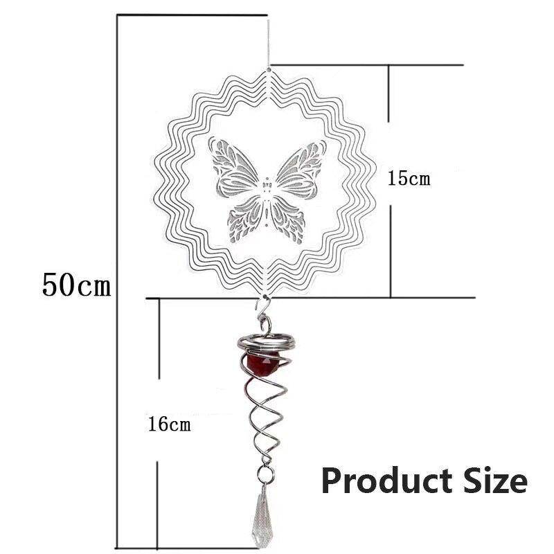 Med spiral svans 3d metall roterande vindspel julhänge hängande vindsnurra spiral vindspel trädgård gård heminredning