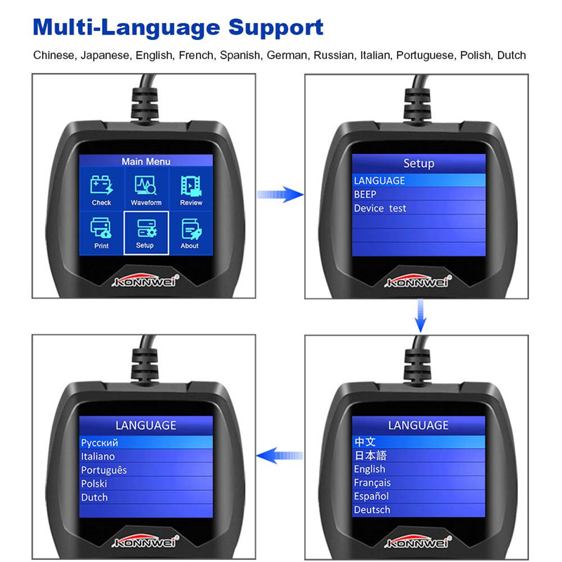 Battery Tester 12V Automotive Load Car Digital Battery Analyzer Battery Scanner Multi Languages Vehicle Battery Diagnostic Tool
