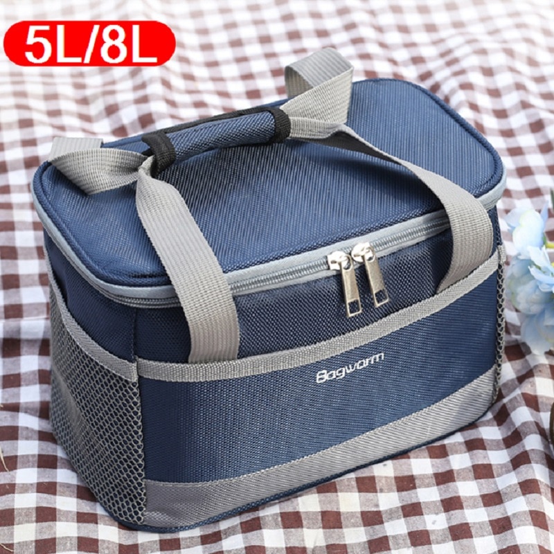 5L/8L Draagbare Oxford waterdichte koeltas picknick thermische geïsoleerde ice pack verse thermo voedsel cool wijn lunchbox bakken