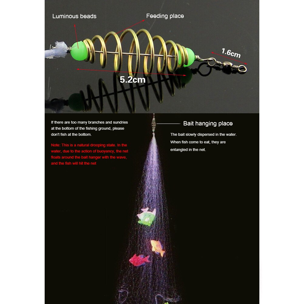 Copper Spring Fishing Mesh Hook with Luminous Beads Multipurpose Fishing Cage Nets Network Tackle Equipment
