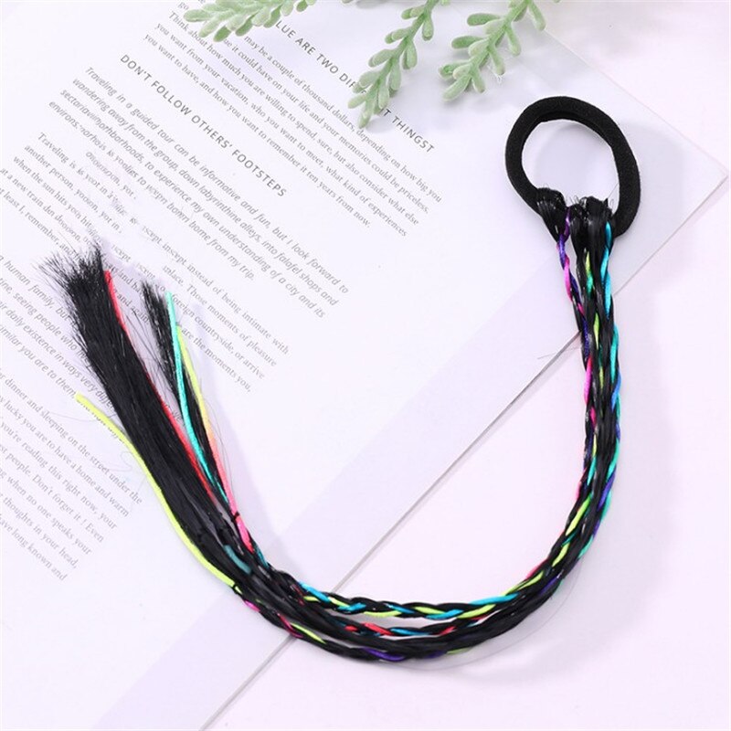 Perruque bandeau Simple en caoutchouc pour filles | Corde tressée, accessoires pour cheveux, perruque corde pour cheveux, outils pour cheveux, coiffe de tête de cochon: black