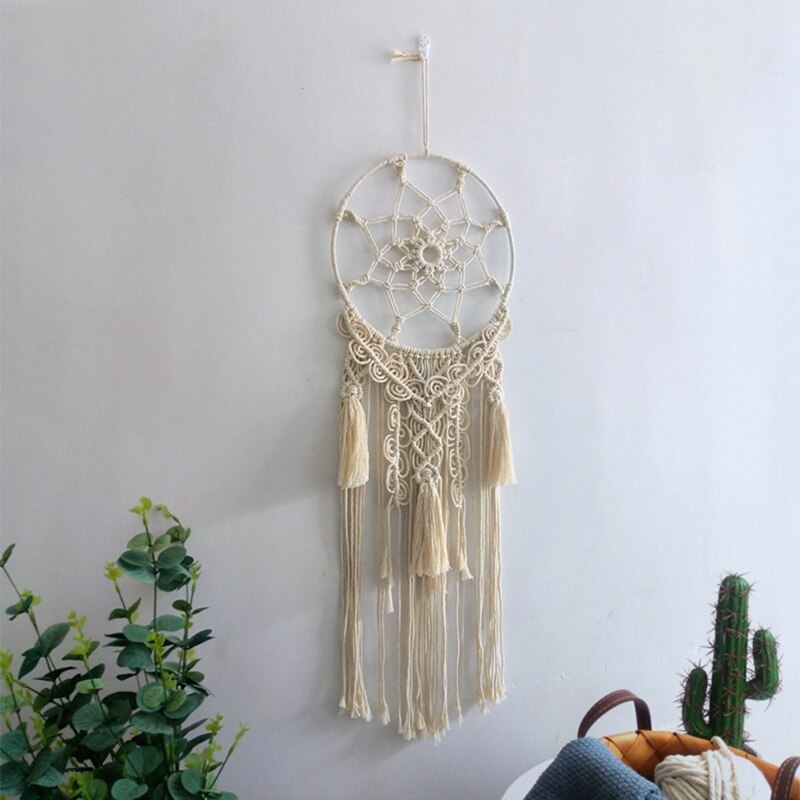 Dream Catcher Macrame Tapestry Wall Hanging Handmade Cotton Weaving Living Room Bedroom Ornaments B&B Decoration Boho Deco