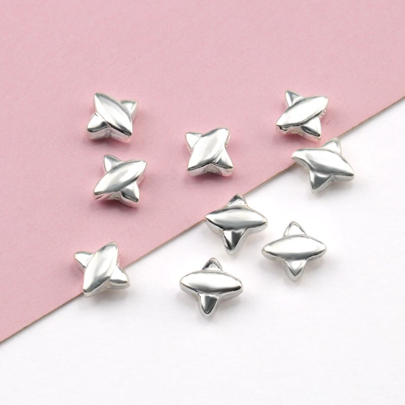 4 styles 925 sterling silver Loose Spacer Beads S925 star triangle moon round beads Bracelet Necklace Accessories diy 5pcs/lot