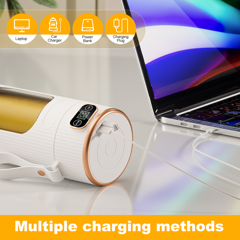 Elektrische sapcentrifuge, draagbare blender met 10 messen, digitaal LED-display, kleine sapbeker, oplaadbare draadloze huishoudelijke milkshake-sap