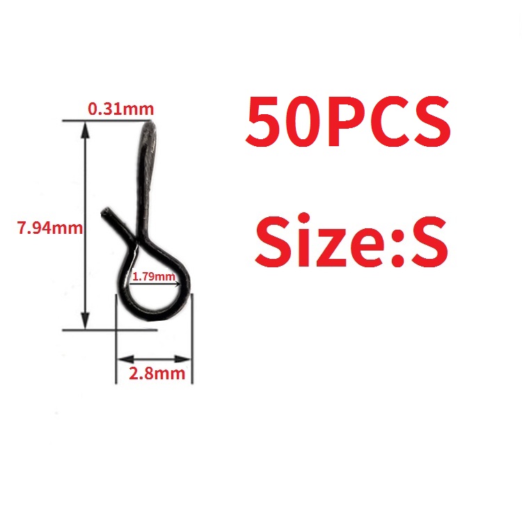 25-50PCS Stainless Steel Fly Fishing Connector Snap Pin Quick Change Flies Hook Lures Clip Fishing Gear Accessories: Size S 50PCS