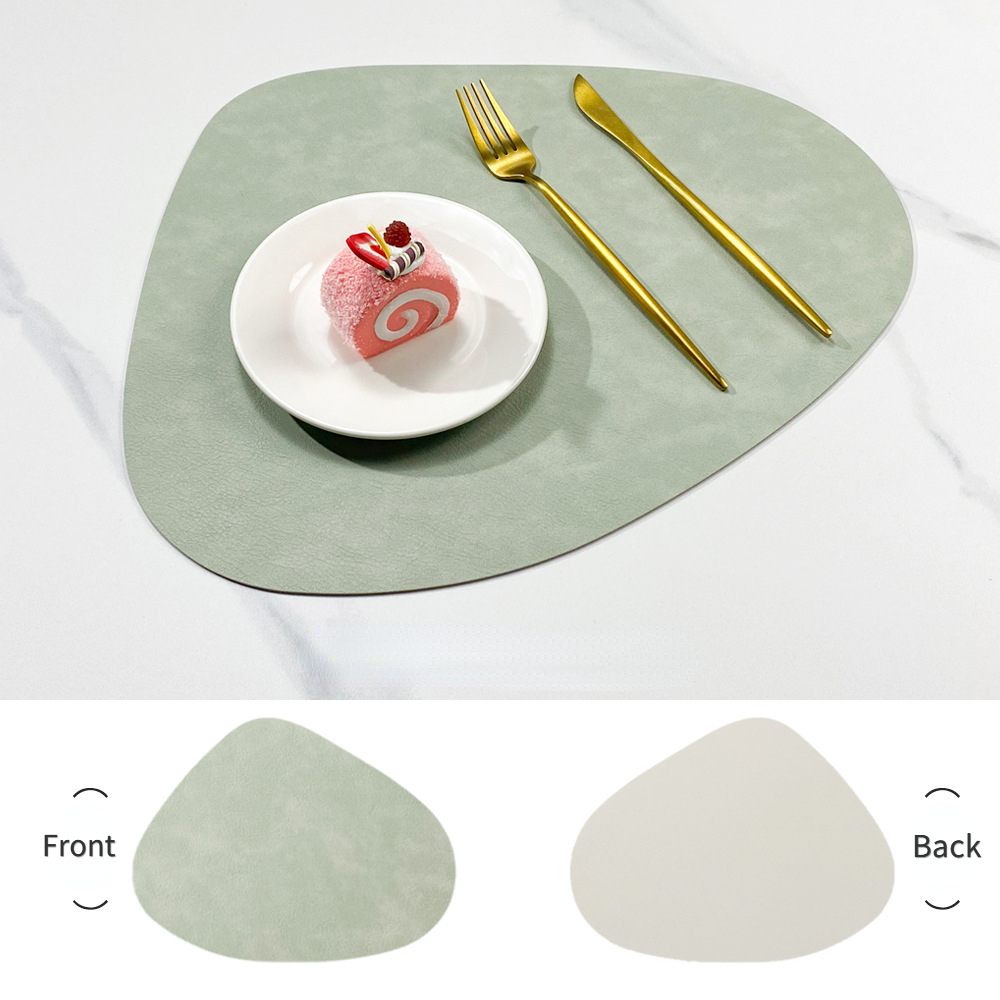 Tapete de mesa con almohadilla aislante de PU antideslizante de doble cara, mantel individual de cuero con forma de gota de agua con patrón de piel de vaca de imitación de estilo nórdico: M / YELLOW
