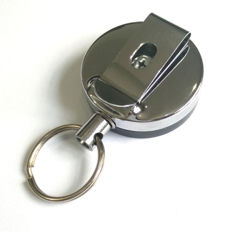 1PC Intrekbare Pull Sleutelhanger ID Badge Lanyard Naamplaatje Kaarthouder Terugslag Reel Riem Clip Badge Houder Key metalen Badge Houder