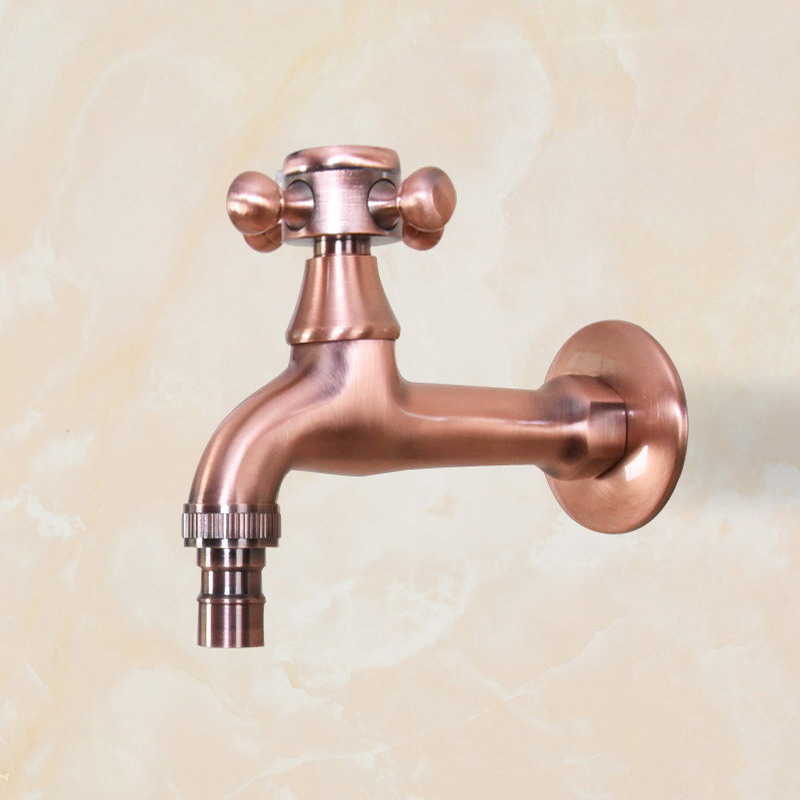 Antike Rote Kupfer Wand Halterung Garten Bibcock Waschmaschine Wasserhahn Bad Mopp Wasserhahn Outdoor Wasserhahn Einzigen Kaltem Leitungs KD080