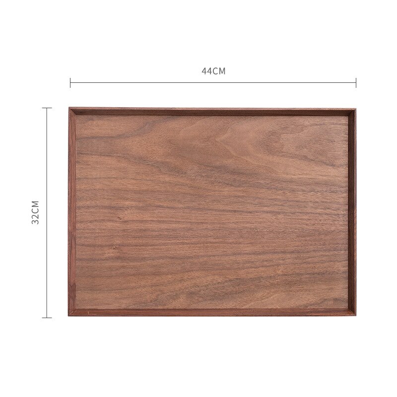 Natürliche Schwarz nussbaum massivholz tablett rechteckigen tablett aus holz Japanischen geschirr haushalt obst tablett holz tablett Tee Tablett: 44X32