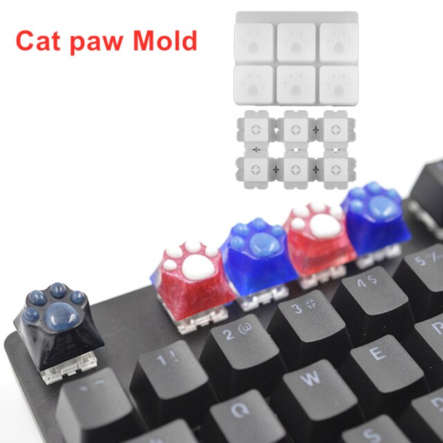 Manual DIY Mechanical PC Keyboard Key Cap Silicone Mold UV Crystal Epoxy Molds for DIY Handmade Crafts Making Mould Tools: Cat paw