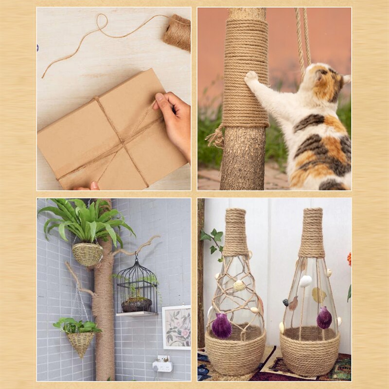 Cuerda de Yute Natural para decoración del hogar, hilo de yute para manualidades, costura hecha a mano, para , Navidad, 1mm-10mm