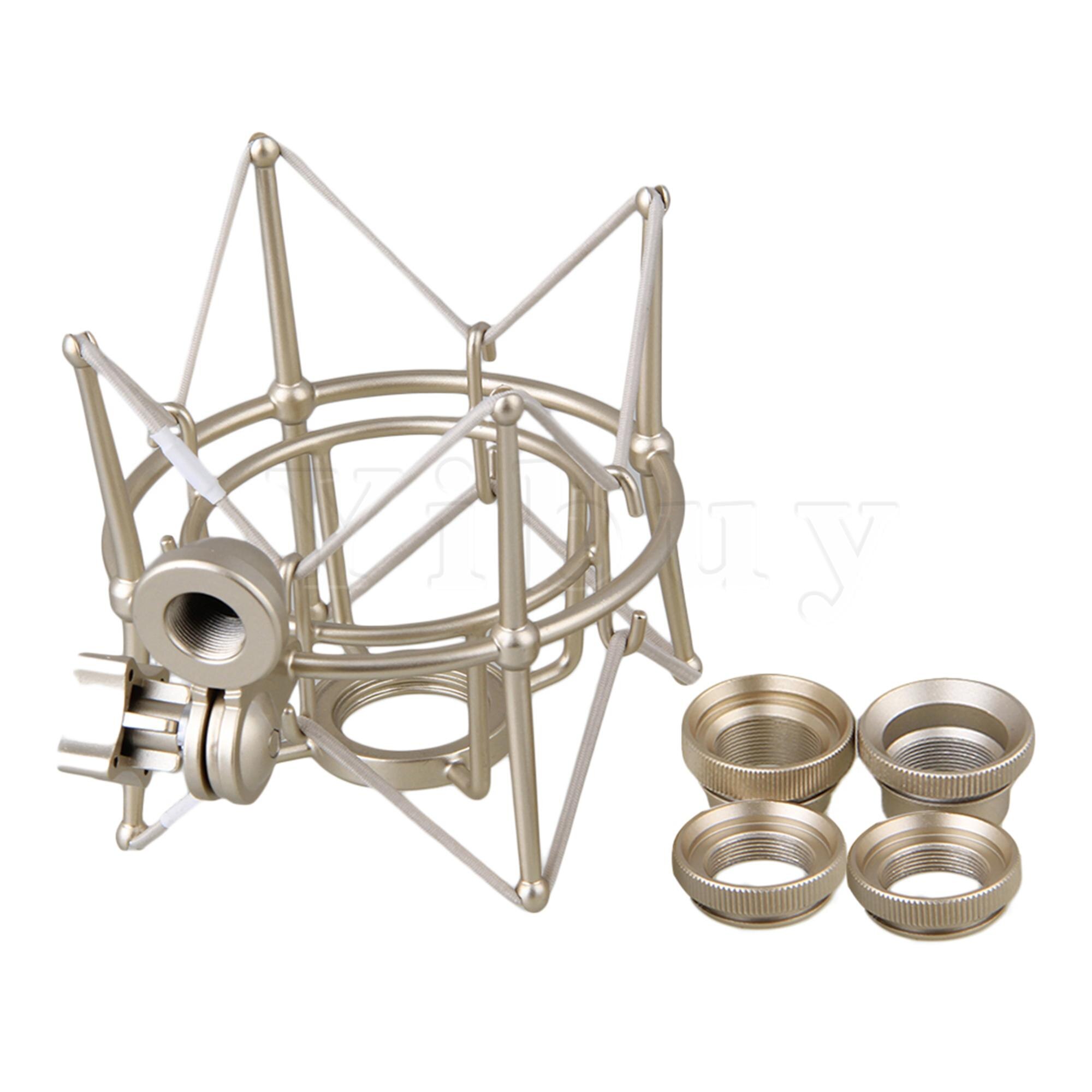 Yibuy svart metall stor cylinder spider shockmount hållare: Silver-