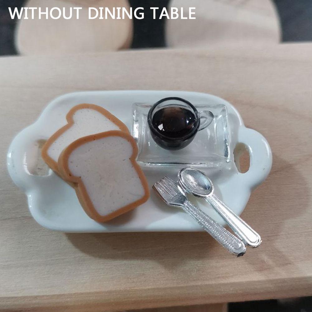 1:12 Simulatie Koffie Brood Ontbijt Set Ontbijt Lade Miniatuur Voedsel Nie Props Diy Keuken Speelgoed