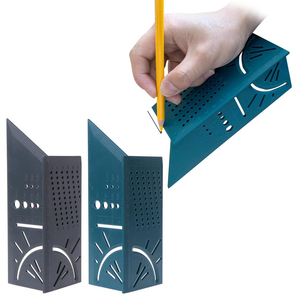 Rapporteur d'angle carré multifonctionnel 3D 90 degrés, travail du bois en plastique, rapporteur d'angle au-dessus de la règle de type T