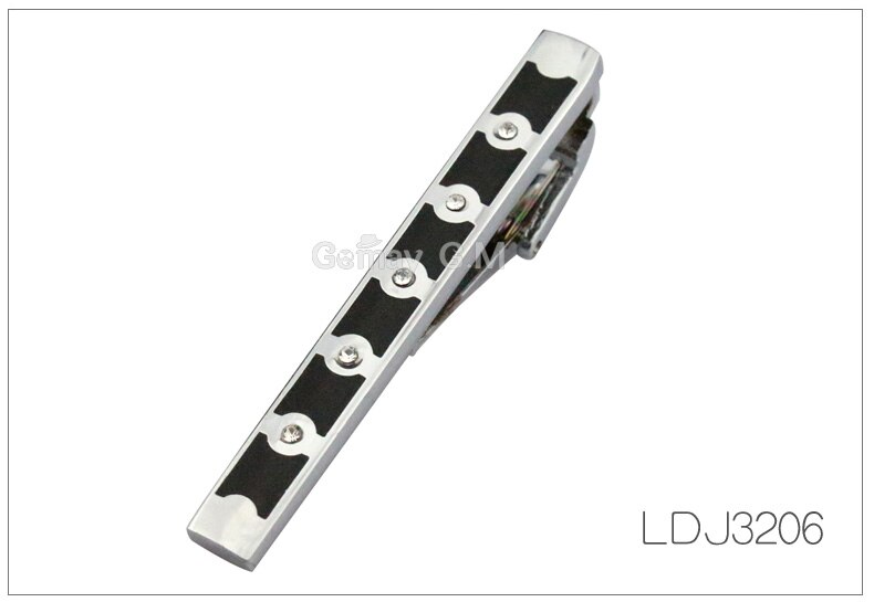 Silvery Tie Clip For Men Classic Meter Tie Clips Alloy Tie Bar Enamel Tie Collar Pin Crystal Business Corbata: LDJ3206