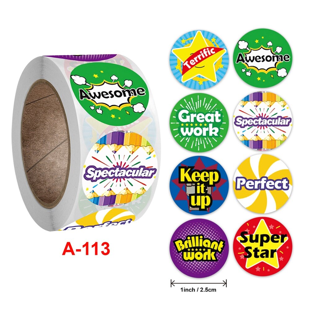 500Pcs Beloning Stickers Aanmoediging Sticker Voor Kids Motivatie Stickers Met Schattige Dieren Voor Studenten Leraren: A-113